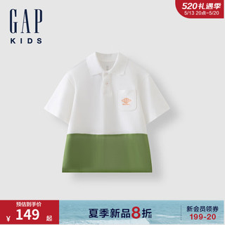 Gap男童2024夏季洋气撞色运动polo衫儿童装翻领短袖T恤466215 白色 140cm(10-11岁)亚洲尺码