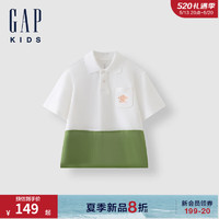 Gap男童2024夏季洋气撞色运动polo衫儿童装翻领短袖T恤466215 白色 130cm(8-9岁)亚洲尺码