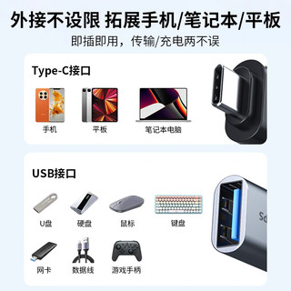 飞利浦（PHILIPS）Type-C转接头USB OTG数据线 手机U盘平板转接器车载转换器适用苹果MacBook笔记本电脑华为安卓 USB转接头+OTG转接头套装【2个装】