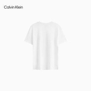 Calvin Klein Jeans【简白夏日系列】24春夏女时尚ck花朵布标棉质短袖40WK944 YAA-月光白