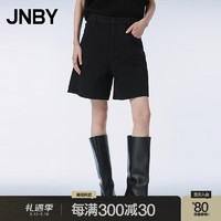 江南布衣（JNBY）24夏牛仔短裤女纯棉宽松休闲阔腿经典5O4E12140 990/牛仔黑 XL