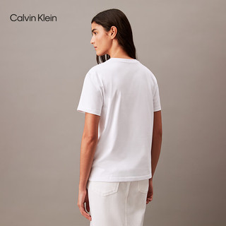 Calvin Klein Jeans【简白夏日系列】24春夏女士休闲ck刺绣纯棉短袖T恤40WK946 YAA-月光白 XS