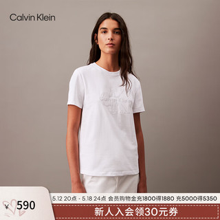 Calvin Klein Jeans【简白夏日系列】24春夏女士休闲ck刺绣纯棉短袖T恤40WK946 YAA-月光白 XS