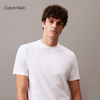 Calvin Klein Jeans【简白夏日系列】24春夏男士ck纯棉方框印花短袖T恤40BM858 YAA-月光白 S