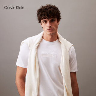 Calvin Klein Jeans【简白夏日系列】24春夏男士ck纯棉字母打底短袖T恤40BM859 YAA-月光白 S