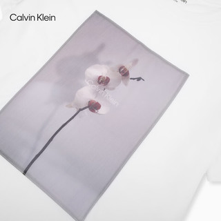 Calvin Klein Jeans【简白夏日系列】24春夏女时尚ck花朵布标棉质短袖40WK944 YAA-月光白 M