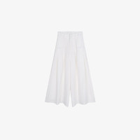 Basic House/百家好白色高腰直筒时尚休闲夏季长裤-B0624H5O502 白色 S85-100斤
