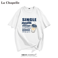 La Chapelle 短袖T恤男夏季潮流潮牌印花宽松体恤港风休闲百搭半袖上衣 白色 6XL