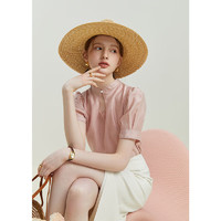 范思蓝恩 23FS12178精致新中式设计感通透型小衫简约水滴领衬衫女 藕粉色 M