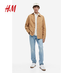 H&M HM男装夹克春季时尚气质棉质帆布衬衫式厚款外套1159710