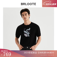 Brloote 巴鲁特 男士T恤16针/IN混纺纱织造肌理感柔软透气体恤2024夏 黑色 165/88A (46)
