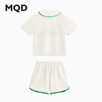 马骑顿（MQD）MQD童装女童套装2024夏季运动撞色网眼翻领T恤短裤儿童两件套 本白 110cm