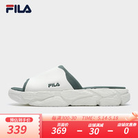 FILA 斐乐男鞋 FERN SLIPPER复古拖鞋2024夏蕨草拖鞋 雪白/园林绿-SG 42