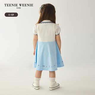 Teenie Weenie Kids小熊童装24夏季女宝宝撞色翻领休闲连衣裙 蓝色 90cm