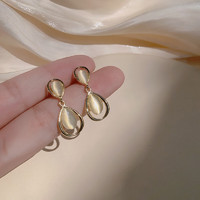 珥柒 925银针耳环女韩版几何个性珍珠耳钉 #38-E2430水滴 925银针