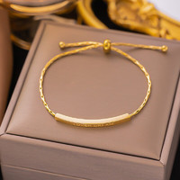 韩版森系金色弯管抽拉手链女钛钢小众高级感时尚可调节手链