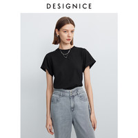 DESIGNICE 迪赛尼斯 2024年夏季新款优雅极简风黑色高级感气质圆领短袖T恤女