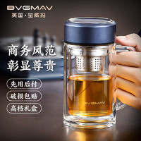 BVGMAV 宝威玛 玻璃杯带把英国双层玻璃隔热泡茶杯男士办公商务高档水杯子360ml