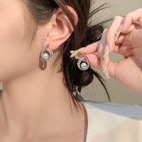 KOSE 高丝 韩国几何锆石珍珠耳钉女2024新款轻奢小众设计感耳环气质耳饰