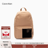 卡尔文·克莱恩 Calvin Klein Jeans男士校园风ck植绒贴片大容量拉链双肩包 卡其色 OS