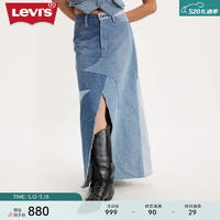 Levi's李维斯24夏季女士时尚异色拼接牛仔长裙 牛仔蓝 L
