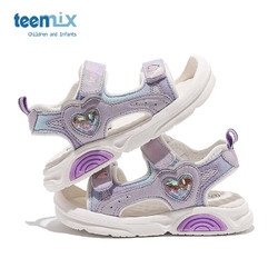 TEENMIX 天美意 童鞋女童凉鞋小童2022夏季新款宝宝凉鞋软底防滑儿童沙滩鞋 紫色 22