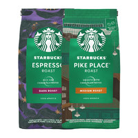 STARBUCKS 星巴克 门店同款意式浓缩黑咖啡Pike Place现磨手冲咖啡豆200g*2袋