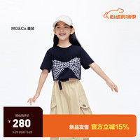 little MO&Co.吸湿速干衣 little moco童装24女童蝴蝶结短袖t恤KBD2TOP013 黑色  120/60