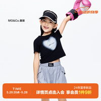 little MO&Co.抑菌 little moco童装24夏女童亲子装短袖短款T恤KBD2TEE014 黑色  130/64