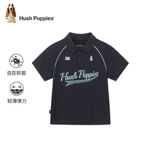 暇步士（Hush Puppies）童装儿童男大童2024夏季舒适亲肤抑菌柔软轻薄运动POLO衫短袖 藏蓝 120cm