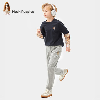 暇步士（Hush Puppies）童装儿童男童2024春夏季绵柔精梳棉汗布舒适透气时尚针织长裤 花灰 130cm