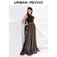 URBAN REVIVO 设计师系列 女士肌理垂感阔腿裤 UWA640003 深咖棕 L