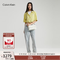 卡爾文·克萊恩 Calvin Klein 女包24春夏經典小眾金屬字母翻蓋鏈條斜挎小方包枕頭包DH3571 115-象牙白