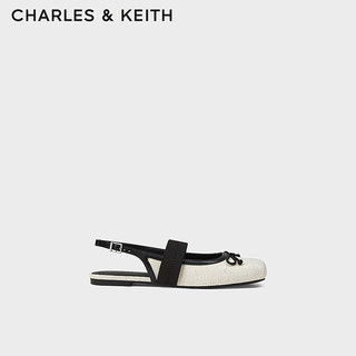 CHARLES&KEITH24夏蝴蝶结平底方头芭蕾鞋凉鞋女CK1-70920149 Beige米色 39