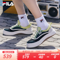 FILA 斐乐男鞋JELLYFISH摩登帆布鞋2024夏季水母鞋休闲鞋 黑/雨林绿-BR 40