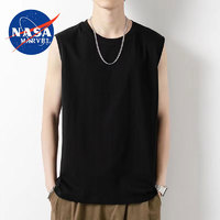 NASA MARVEL 无袖背心男士2024夏季新款圆领套头简约宽松无袖男坎肩透气上衣 黑色 XL