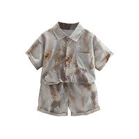88VIP：依贝童 男童夏休闲衬衫套装宝宝夏装韩版短袖衣服婴儿小童装两件套
