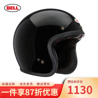 BELL 头盔经典复古3/4盔夏季碳纤维摩托车头盔安全帽Custom500 Custom500-亮黑色 L码（适合56-57cm头围)）