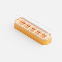 桔子灯笼创意按压式冰格模具夏季家用大容量带盖易脱模可叠加不串味制冰盒 5格柠檬黄