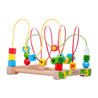 木马智慧玩具手脑灵活锻炼大颗粒实木积木桌游串珠绕珠儿童玩具架 大号木马绕珠架