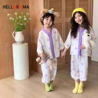 HELLOKOMA 2024新款儿童家居服套装男女童宽松薄款睡衣宝宝韩版空调服两件套
