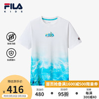 FILA【抗菌】斐乐儿童童装上衣2024夏中大童男童宽松短袖T恤 标准白-WT 140cm