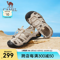 骆驼（CAMEL）2024夏季休闲凉鞋户外沙滩镂空透气免系鞋 G24M307627 米色女 35