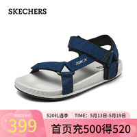 斯凯奇（Skechers）2024年夏季男鞋休闲凉鞋舒适透气外穿沙滩鞋229136 海军蓝色/黑色/NVBK 39.5
