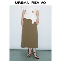 URBAN REVIVO 女士长款纯色超宽松垂感显瘦A字半裙 UWG540044 黄棕 L
