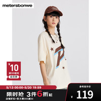 美特斯邦威T恤男女同款2024夏季潮流街头印花装短袖上衣 复古白 175/L