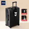DULA 带杯架行李箱拉杆箱旅行箱小型登机箱密码箱子耀夜黑20英寸