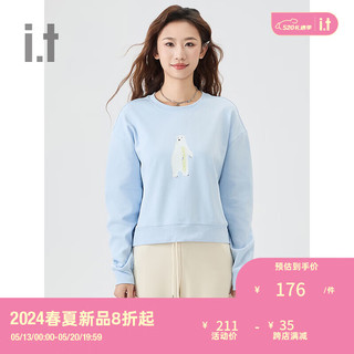 :CHOCOOLATE it 女装合身圆领卫衣2024春季新款青春时尚上衣001090 NYX/藏青色 S