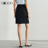 G2000【舒适弹性】女装2024夏弹性高腰H型半身裙西裙【合G2】 提花-黑色H型裙21寸 40