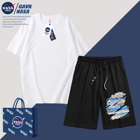 GAVK NASA GAVK2024短裤男春夏季新品百搭潮牌情侣男女同款套装纯棉T恤